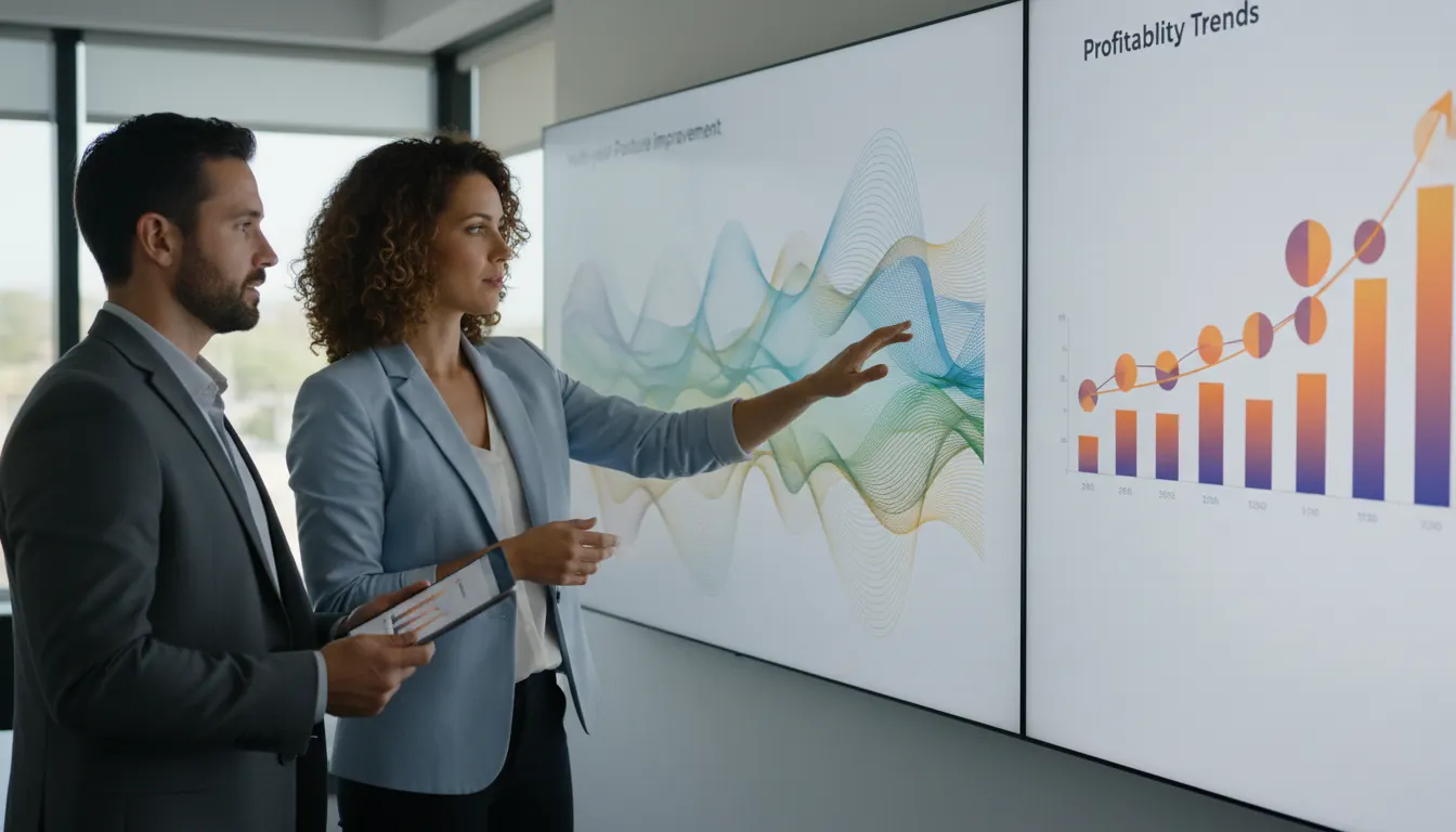 Agricultural charts showing multi-year pasture improvement and profitability trends
